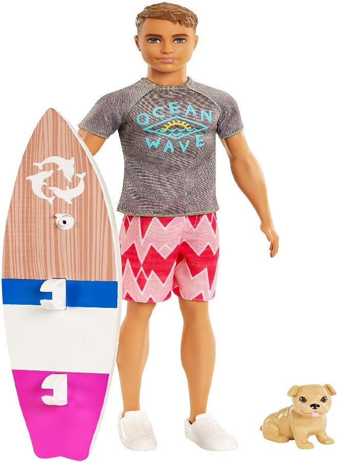 Barbie - Ken Doll with Puppy and Surfboard - Image 1