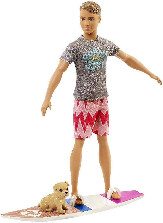 Barbie - Ken Doll with Puppy and Surfboard - Image 1