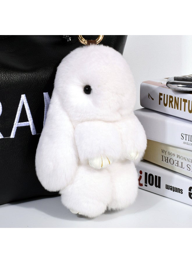 DiGallen Digalun Car Key Chain Cute Bunny Pendant Official Version, Women's Backpack Charm, Schoolbag Accessory, Plush Toy, Stuffed Animal Gift Box, White Rabbit Plush Gift, White - Image 1
