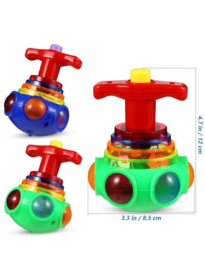 TOYANDONA 3Pcs Spinning Top Toys, LED Light Up Flashing Music Spinning Tops for Kids Gifts Birthday Party Favors Goodie Bag Fillers（Random Color - Image 2