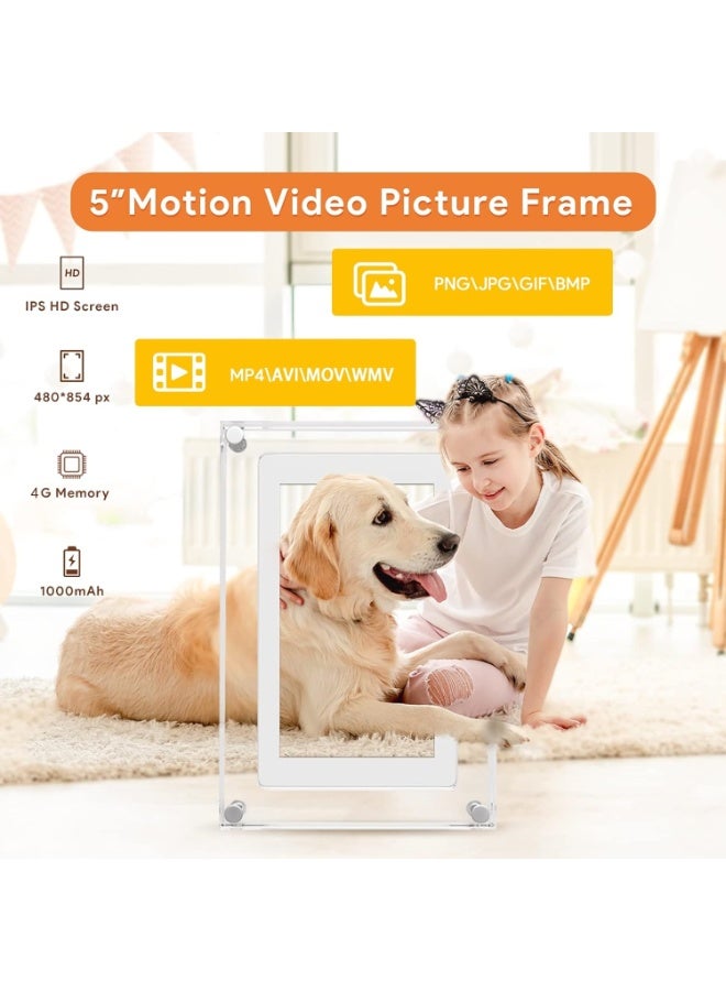 5 Inch Acrylic Video Picture Frame with 4GB Memory and 1000mAh Built-in Battery - That Plays Slideshow Motion Electronic Digital Photo Frame with Music Perfect for Home Decor and Heartfelt Gifts - Image 2