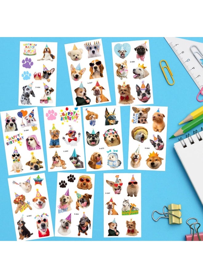 10 Sheets Dog Tattoos Fun Temporary Tattoos Stickers Puppy Animal Themed Birthday Party Decorations Baby Shower Supplies School Games Gifts Rewards for Kids Boys Girls Children - Image 3
