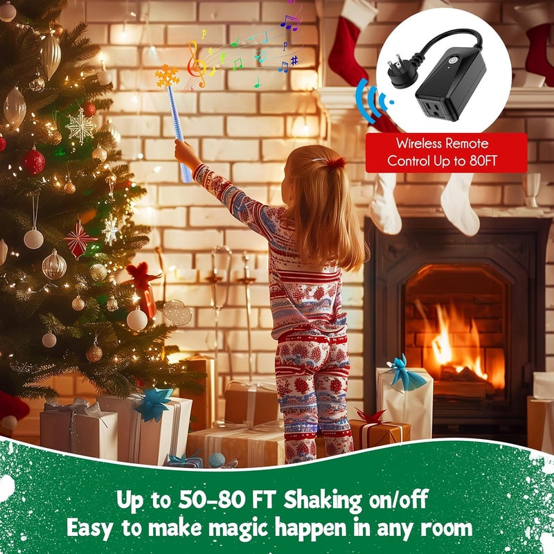 Brightown Wireless Remote Control OutletWireless Switch Magic Lights Wand Christmas Tree Lights and Decoration LightsRemote Switch Kit with MusicChristmas Gift Ideas Kids Friends FamilySilver - Image 4