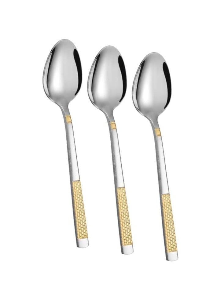 بيسبل ملاعق عشاء من الستانلس ستيل مع لمسة ذهبية من بيسبيل، طقم من 3 قطع - Image 1