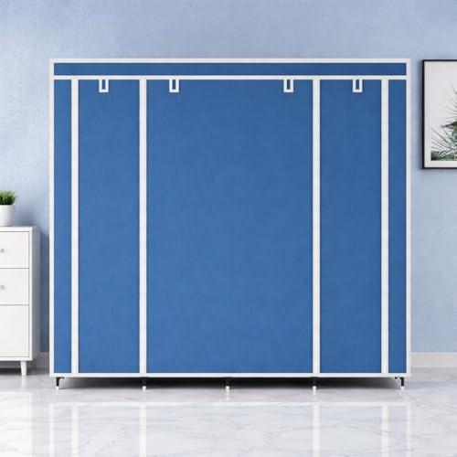 Whitecloud TRANSFORMING HOMES 12-Shelf Collapsible Wardrobe, Portable Foldable Design, Dustproof Non-Woven Cover, Sturdy PP Resin Shelves, Blue, Standard - Image 4