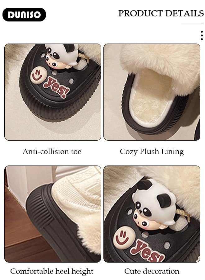 DUNISO House Slippers for Women,Washable Lined Clogs, Fashion Warm Shoes with Thick Sole, Comfortable Home Fuzzy Slippers, Lightweight Non Slip House Shoes For Cozy Indoor Outdoor - Image 2
