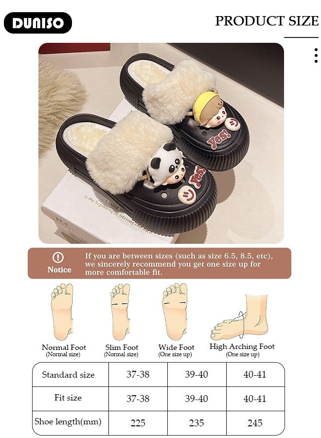 DUNISO House Slippers for Women,Washable Lined Clogs, Fashion Warm Shoes with Thick Sole, Comfortable Home Fuzzy Slippers, Lightweight Non Slip House Shoes For Cozy Indoor Outdoor - Image 4