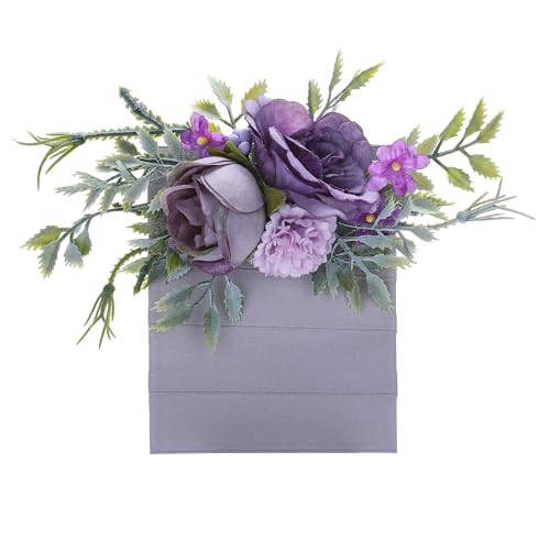 PartyforU Purple Boutonniere for Men - Handmade Pocket Boutonnieres for Best Men Rustic Corsages for Woodland Wedding Ceremony Anniversary Prom Formal Dinner Party - Image 1
