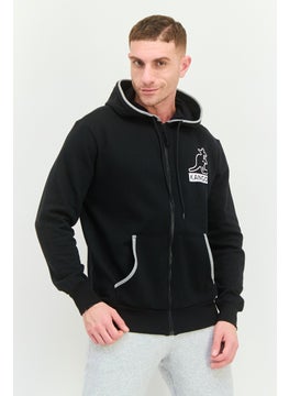 KANGOL Men Graphic Print Long Sleeves Hooded Sweatshirt, Black  - Image 1