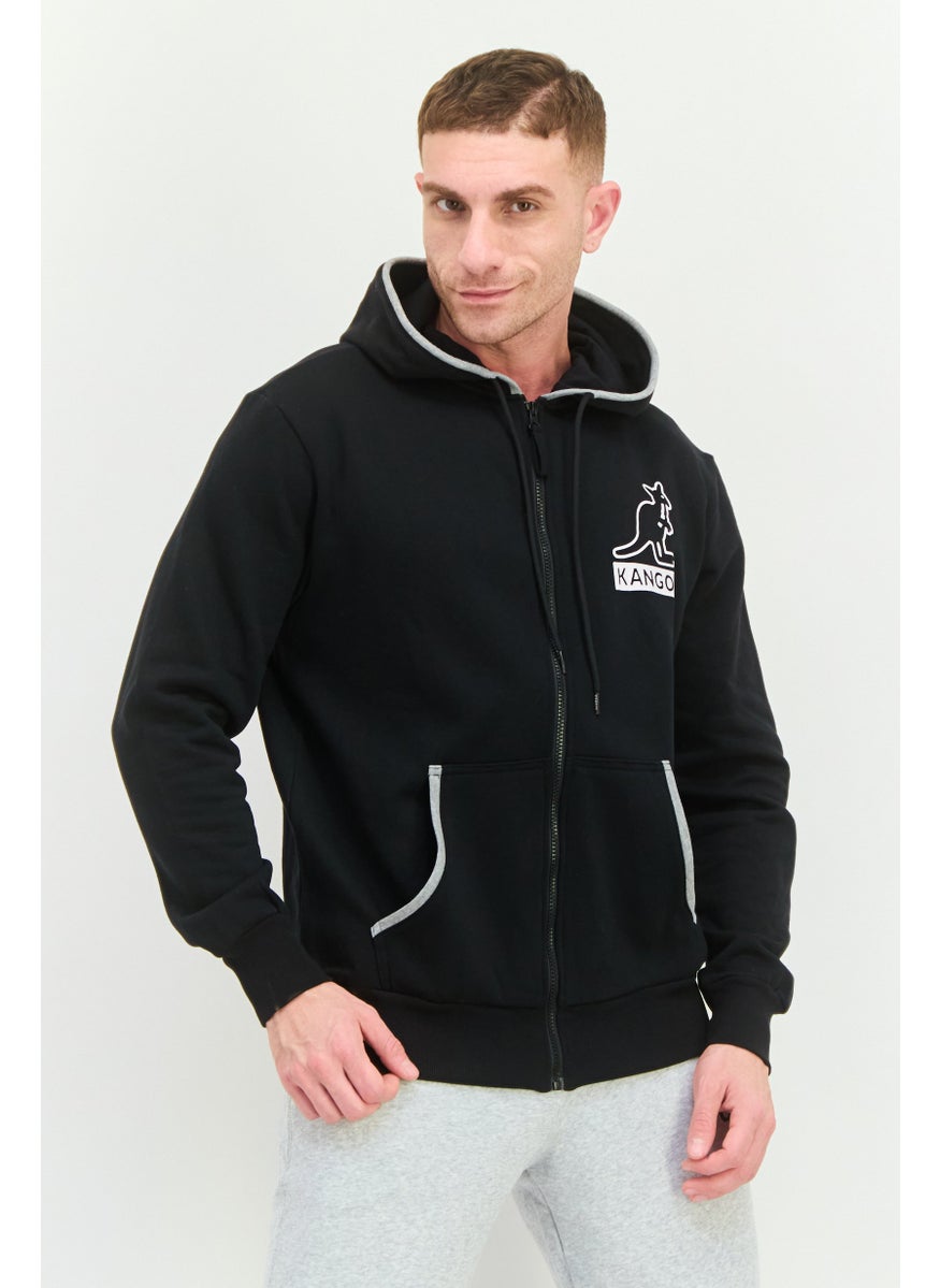 KANGOL Men Graphic Print Long Sleeves Hooded Sweatshirt, Black  - Image 1