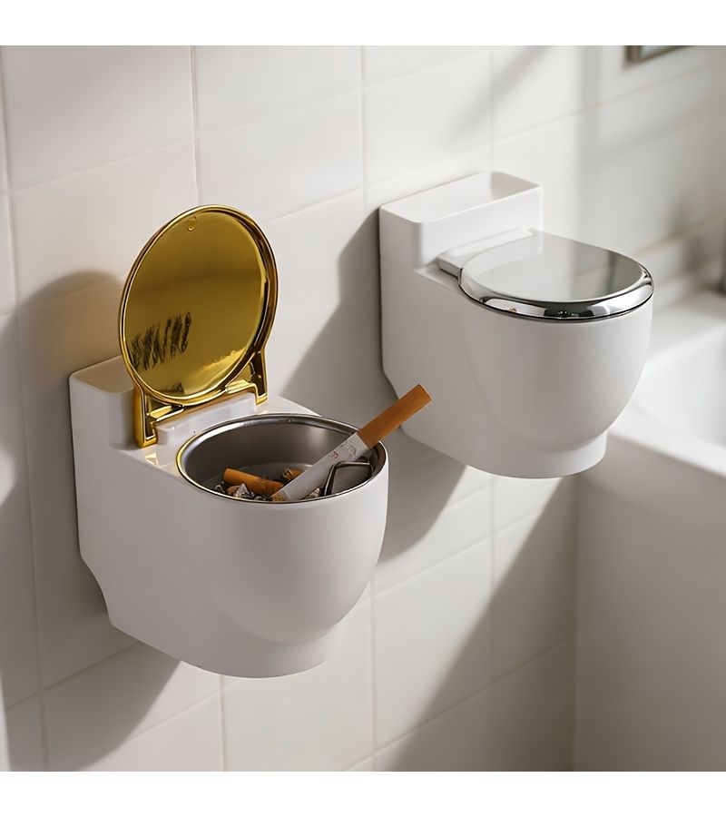 Silvery Lid Fun Toilet Ashtray Desktop Coffee Table Bedside Kitchenware - Image 5