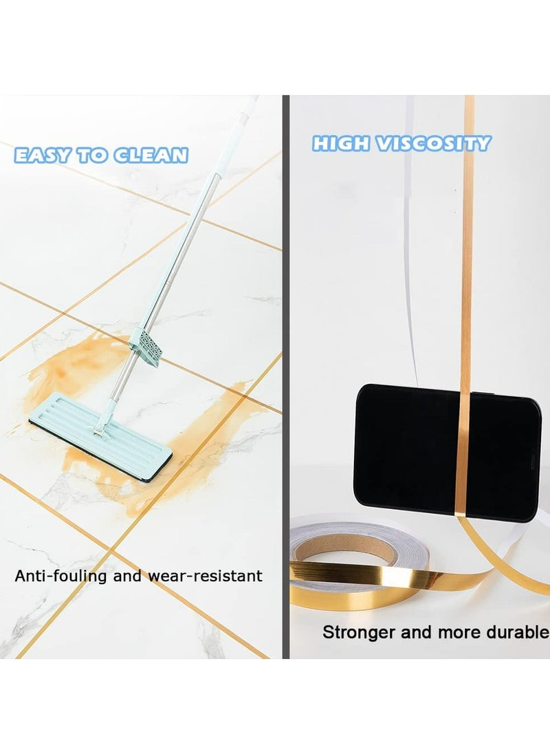 CMGTYYD Gold Tile Stickers,Waterproof Self-Adhesive Floor Wall Seam Sealing Tape Gap Cover Peel and Stick Wall Molding Trim DIY Graphic Tape Gold Duct Tape for Office Home Crafts Car-1.5CM x 50M  - Image 5