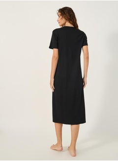 Styli LACE TRIM V NECK SIDE SLIT NIGHTDRESS - MIDI  - Image 5