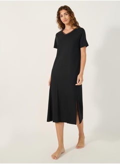 Styli LACE TRIM V NECK SIDE SLIT NIGHTDRESS - MIDI  - Image 2