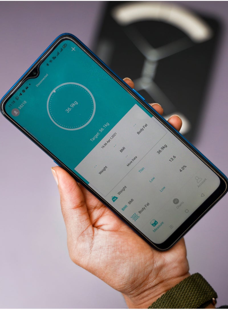 GEEPAS Smart Body Fat Scale With Tempered Glass Platform and Anti Slip Feet | Connects with Android and IOS | Includes Weight, Visceral Fate, Body Fat Rate, BMR, BMI, Body Water, Protein, Body Age, Etc  - Image 4