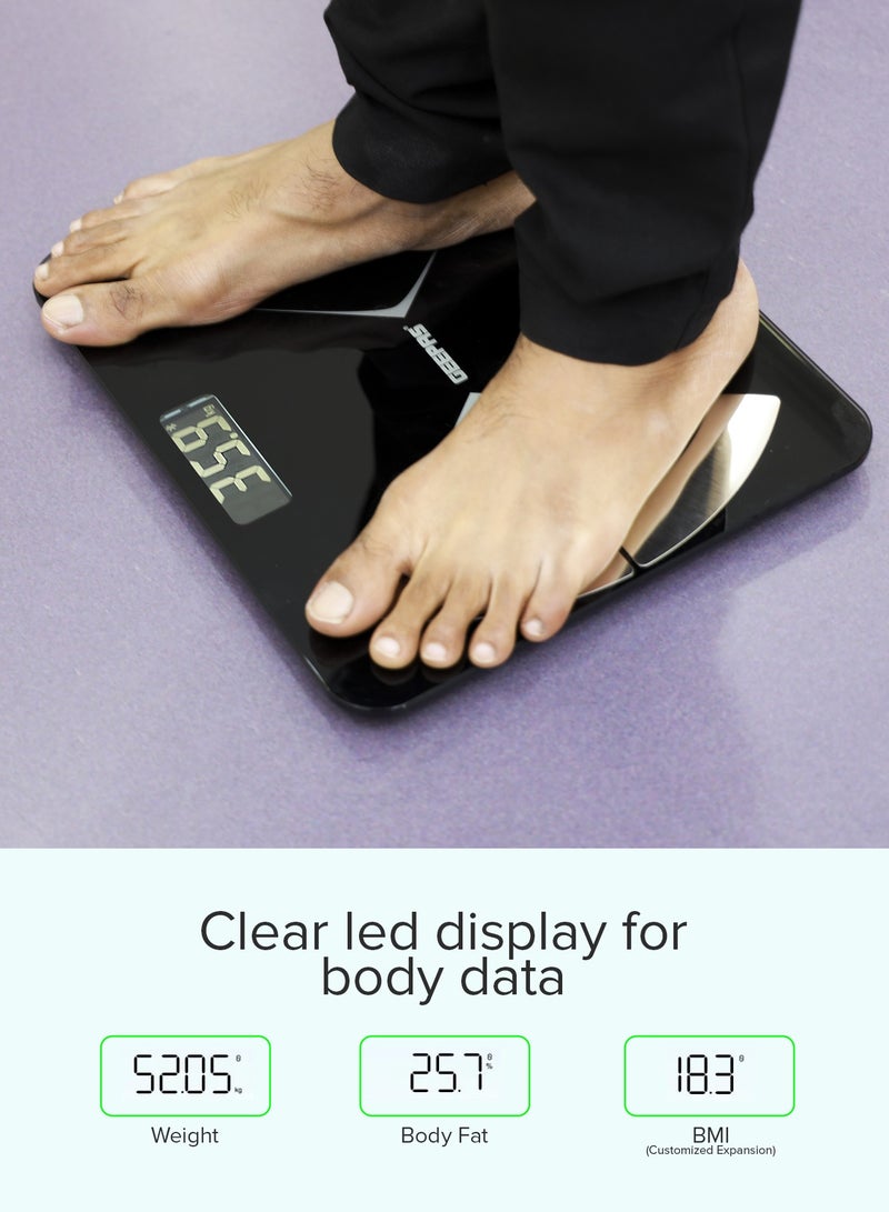 GEEPAS Smart Body Fat Scale With Tempered Glass Platform and Anti Slip Feet | Connects with Android and IOS | Includes Weight, Visceral Fate, Body Fat Rate, BMR, BMI, Body Water, Protein, Body Age, Etc - Image 2