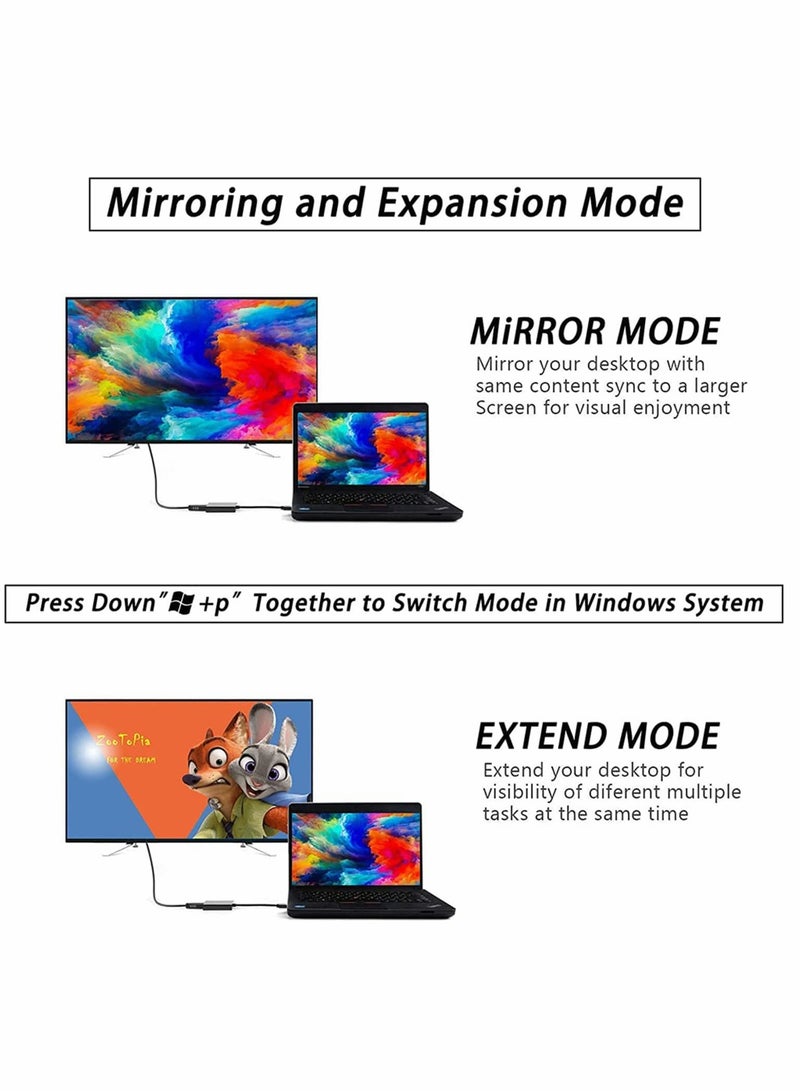Excefore USB to HDMI Adapter for Multiple Monitors 1080P Compatible with Windows XP/7/8/10/11 - Image 5