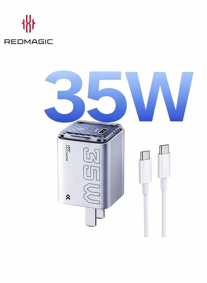 ريد ماجيك شاحن سريع 35 واط من ريدماجيك – محول طاقة تايب سي مدمج للهواتف، الأجهزة اللوحية وأجهزة الألعاب - مع السلك - منفذ امريكي - Image 1