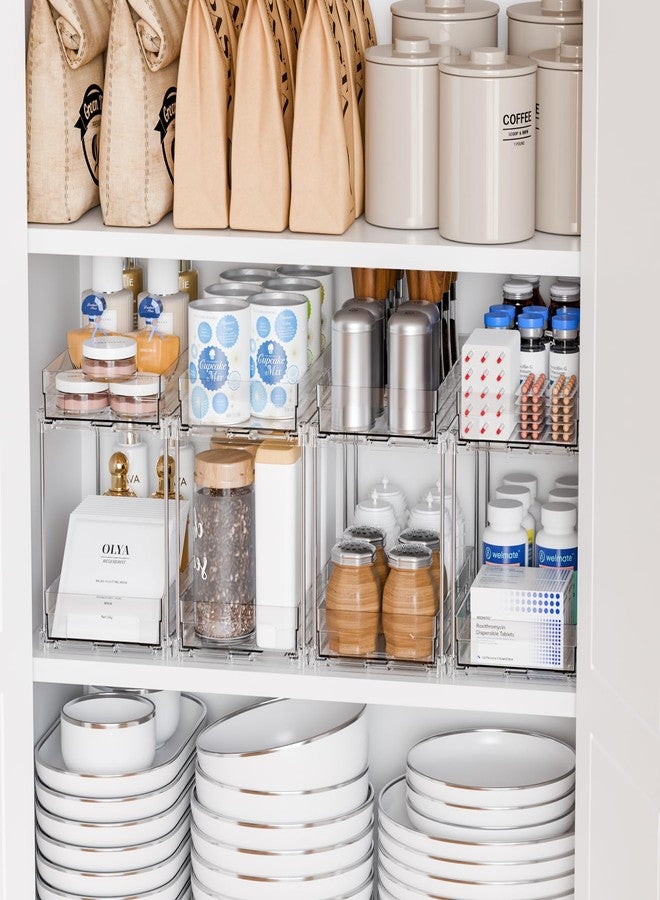 Yieach 2 Set,2 Tier Pull Out Cabinet Organizer for Supplement and Medication Bottle Organizers,10.4" Deep Pantry Organizers Drawer and Sliding Clear Under Sink Organizer for Bathroom Vanity and Under Counter - Image 5