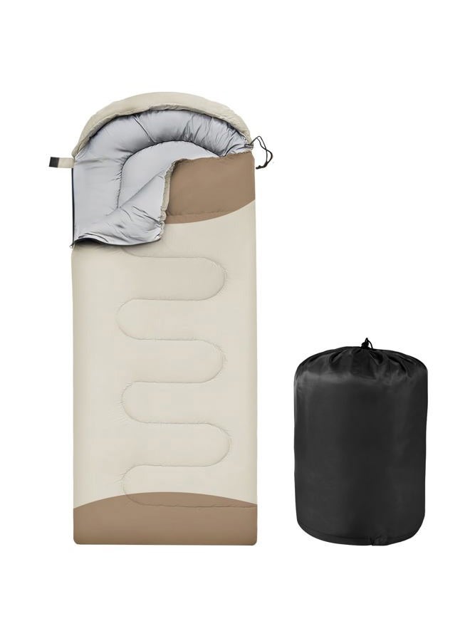 OBTANIM Sleeping Bags Portable Waterproof Thickened Camping Sleeping Bag for Adults Kids 4 Seasons Cold Weather or Warm Backpacking Hiking Mountaineering Indoor Outdoor Use (Grey and Khaki) - Image 1