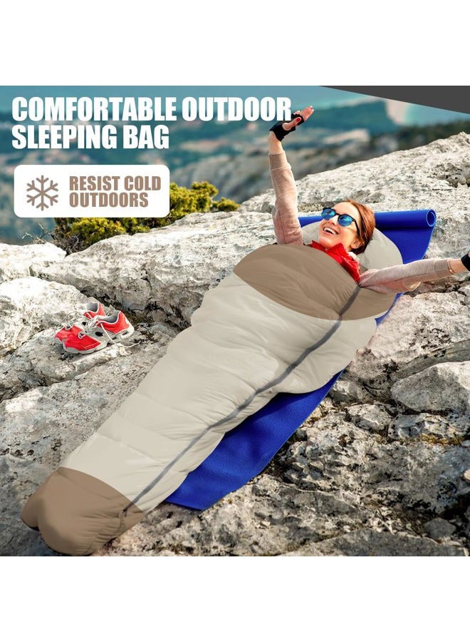 OBTANIM Sleeping Bags Portable Waterproof Thickened Camping Sleeping Bag for Adults Kids 4 Seasons Cold Weather or Warm Backpacking Hiking Mountaineering Indoor Outdoor Use (Grey and Khaki) - Image 5