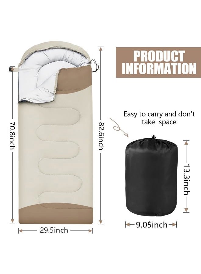 OBTANIM Sleeping Bags Portable Waterproof Thickened Camping Sleeping Bag for Adults Kids 4 Seasons Cold Weather or Warm Backpacking Hiking Mountaineering Indoor Outdoor Use (Grey and Khaki) - Image 2