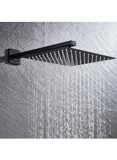 ZAP ZAP OHSQ89 360 Degree Rotation Black Square Wall Mounted Overhead Shower Stainless Steel | Anti-MIcrobial Silicon Nozzle | Ultra Thin & Lightweight Only Overhead Shower (6 Inch, With Shower Arm)  - Image 1