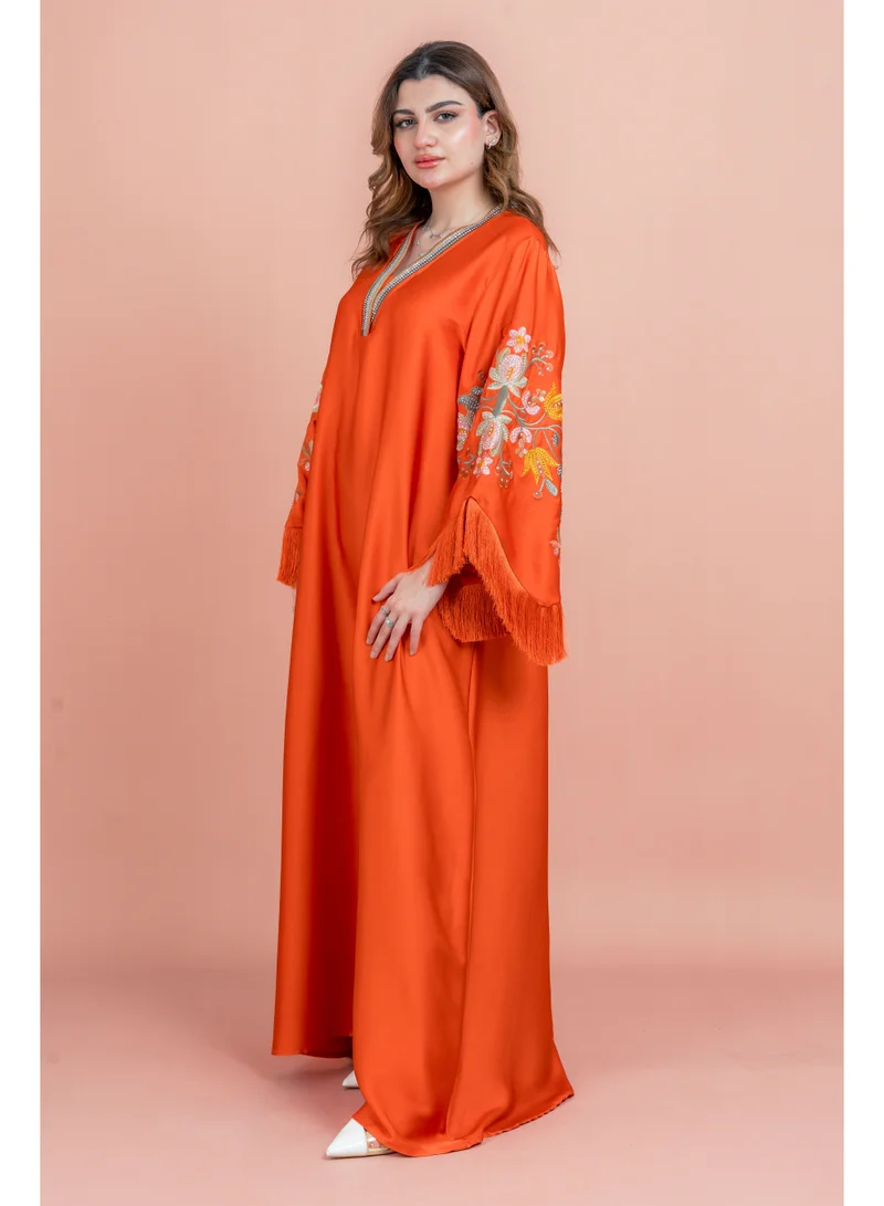 IKKXA Shimmer Detail Sleeves Embroidered Jalabiya