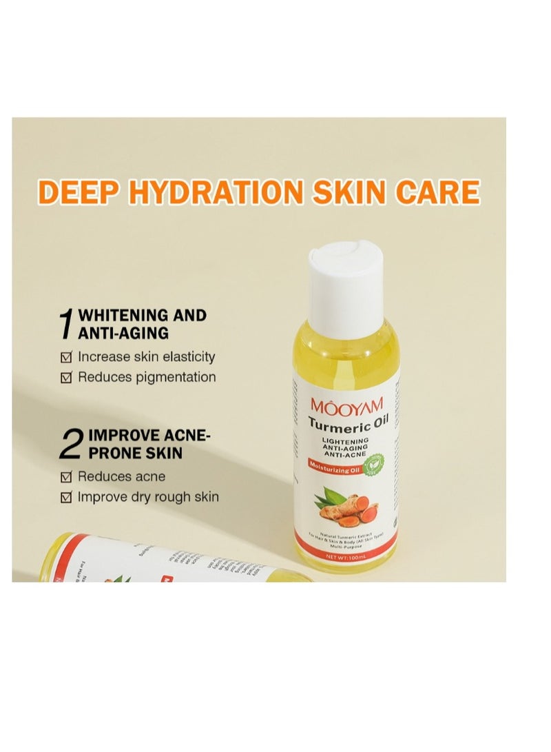 MOOYAM Turmeric Face Oil, Dark Spot Corrector Oil, Facial Lightening Oil for Moisturizing Skin, Anti-Acne,Anti-Aging Brightening Face Serum, Reduces Wrinkles on Face and Body, 100ml, All Skin Type - Image 4