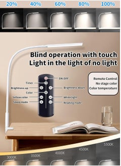 LOOPITYS （REMOTE）Desk Lamp LED USB Power Eye-Care Swing Arm Lamp Flexible Gooseneck Clamp,Dimmable,Architect Lamp 3 Color Modes,Desk Light Memory Reading Working Study,Energy Saving  - Image 5