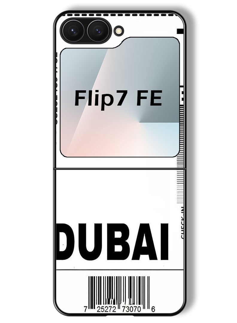 Theodor Case Compatible with Samsung Galaxy Z Flip 7 FE 6.7 Inch Protection Shockproof Bumper Cover DXB Boarding pass - Image 1