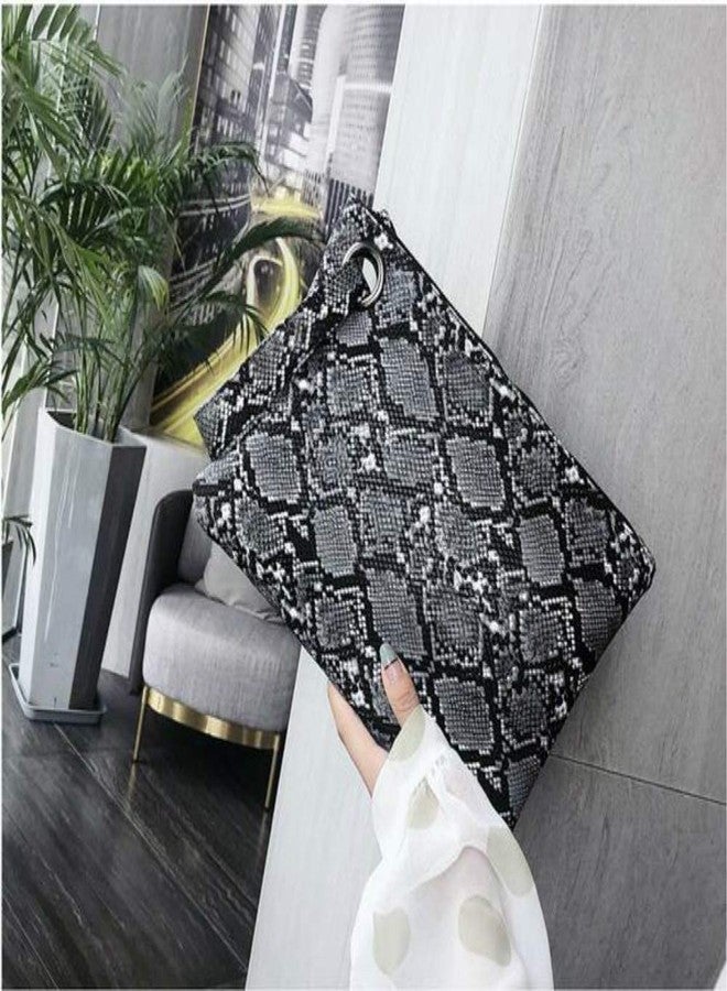 Suillty Women's Oversized Snakeskin Clutch Envelope Bag Messenger Handbag Tote Wristlet Bag - Image 2