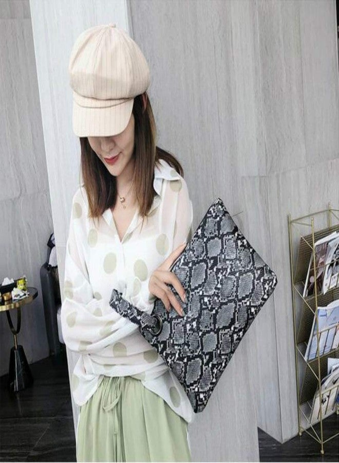 Suillty Women's Oversized Snakeskin Clutch Envelope Bag Messenger Handbag Tote Wristlet Bag - Image 3