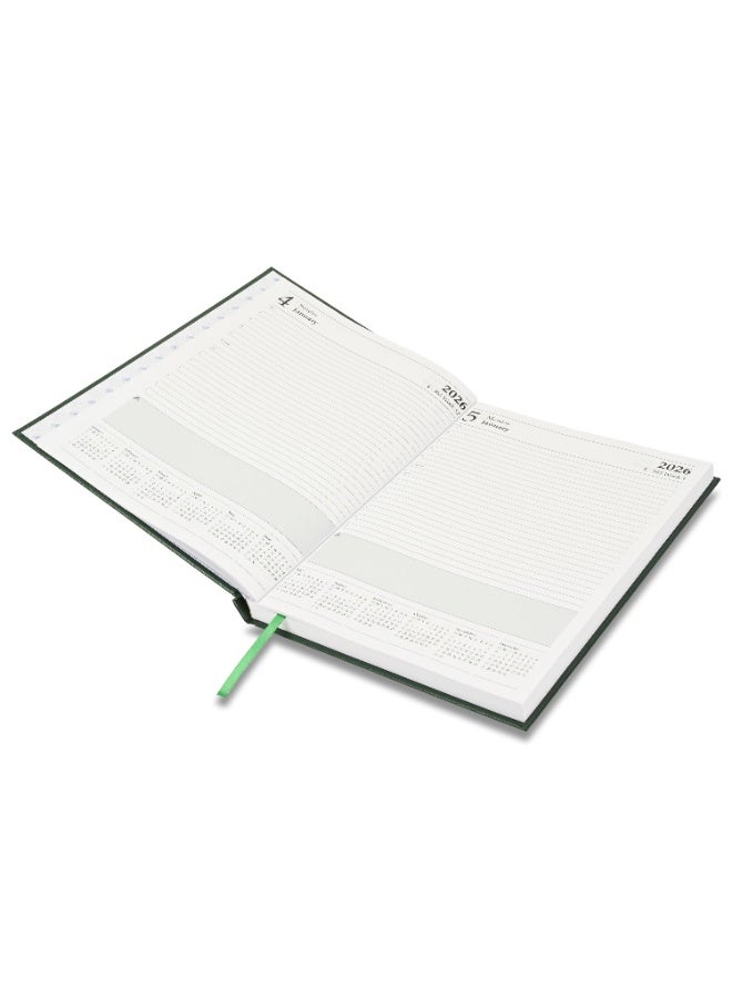 FIS 2026 Diary, A4 Size Diary(210x297mm), Hard Cover Vinyl Materials, 1 Day a Page, English, 60gsm White Paper, Green Color-FSDI41E26GR - Image 3