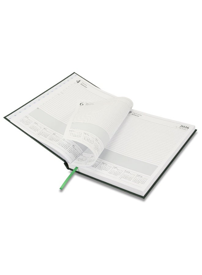 FIS 2026 Diary, A4 Size Diary(210x297mm), Hard Cover Vinyl Materials, 1 Day a Page, English, 60gsm White Paper, Green Color-FSDI41E26GR - Image 4