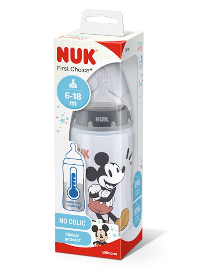 NUK First Choice Plus Temperature Control Mickey Mouse Baby Silicone Feeding Bottle 300 ML, 6 - 18 Months  - Image 3