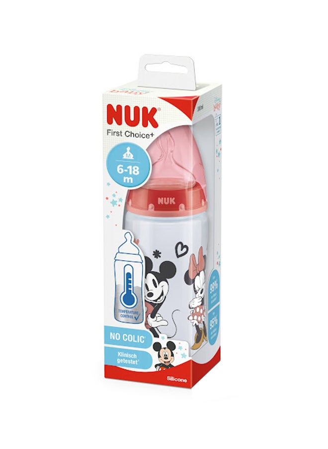 NUK First Choice Plus Temperature Control Mickey Mouse Baby Silicone Feeding Bottle 300 ML, 6 - 18 Months  - Image 2