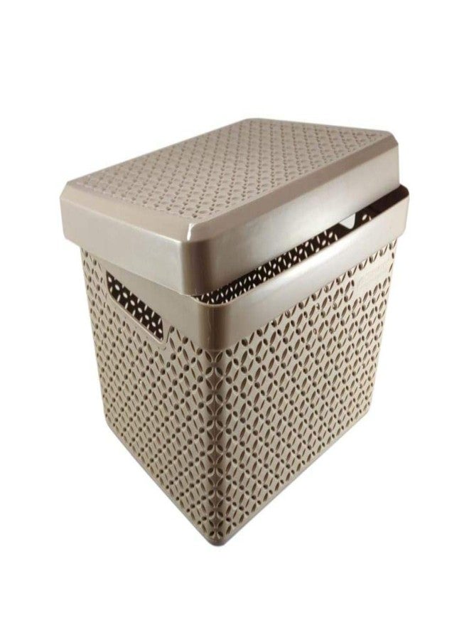 TUKLOZ Plastic Storage Basket with Lid Shelf Organizer Bin Basket with Handle Pantry Organization Room Organization Storage Bin Plastic Basket - Image 2