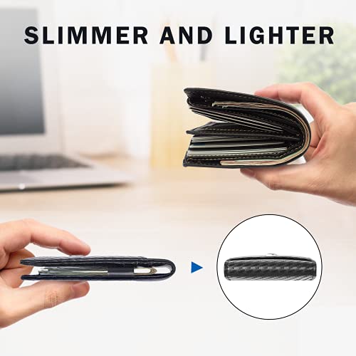Tipmile Money Clip Wallet for Men RFID Blocking Minimalist Slim Bifold Front Pocket Wallet, Black Carbon Fiber - Image 4