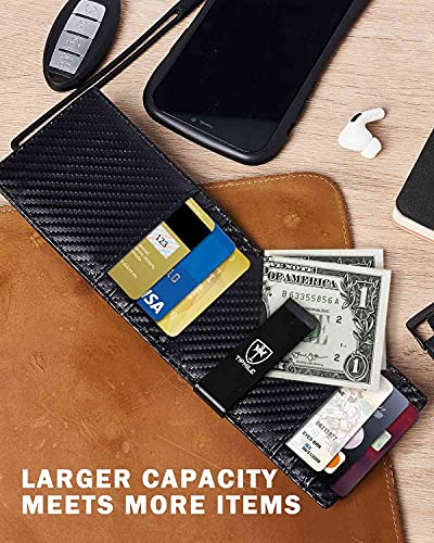 Tipmile Money Clip Wallet for Men RFID Blocking Minimalist Slim Bifold Front Pocket Wallet, Black Carbon Fiber - Image 2