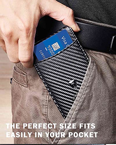 Tipmile Money Clip Wallet for Men RFID Blocking Minimalist Slim Bifold Front Pocket Wallet, Black Carbon Fiber - Image 5
