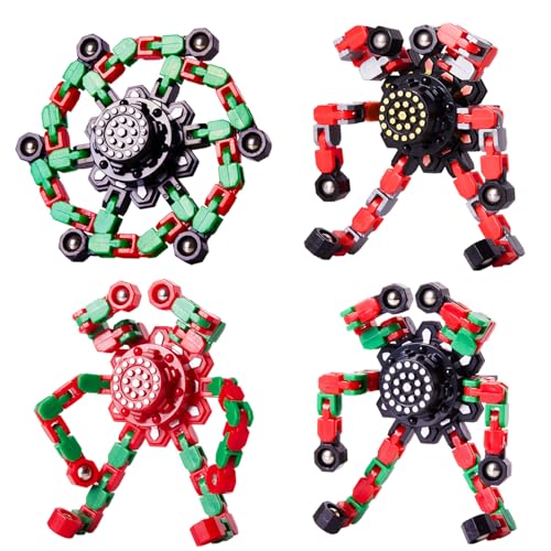 Gokeey Christmas Fidget Toys Transformable Fidget Spinners for Kids and Adults Stress Relief Sensory Toys for Boys and Girls Fingertip Gyros for ADHD Autism for Kids Birthday Gifts - Image 1