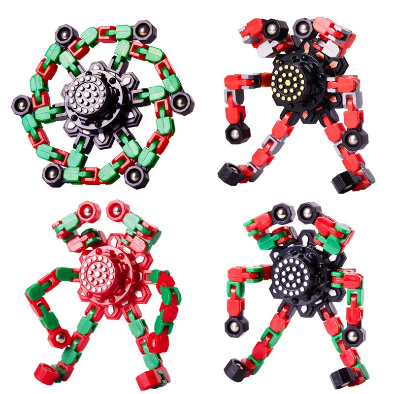Gokeey Christmas Fidget Toys Transformable Fidget Spinners for Kids and Adults Stress Relief Sensory Toys for Boys and Girls Fingertip Gyros for ADHD Autism for Kids Birthday Gifts - Image 3