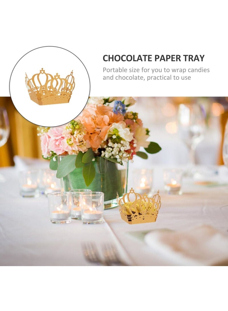 Barakah Golden Crown Cupcake Wrappers, Disposable Paper Muffin Liners with Elegant Crown Design, 50pcs Cupcake Holders for Weddings Birthdays Baby Showers and Parties, Gold - Image 3