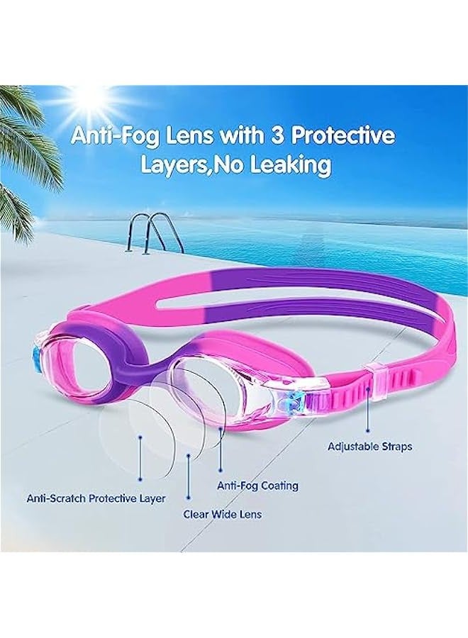 TRASSLE 2Pcs Kids Swimming Goggles are perfect for kids exploring the underwater world,Made of super soft silicone material, with frame one-piece design,suitable for children 6-14 years old - Image 2