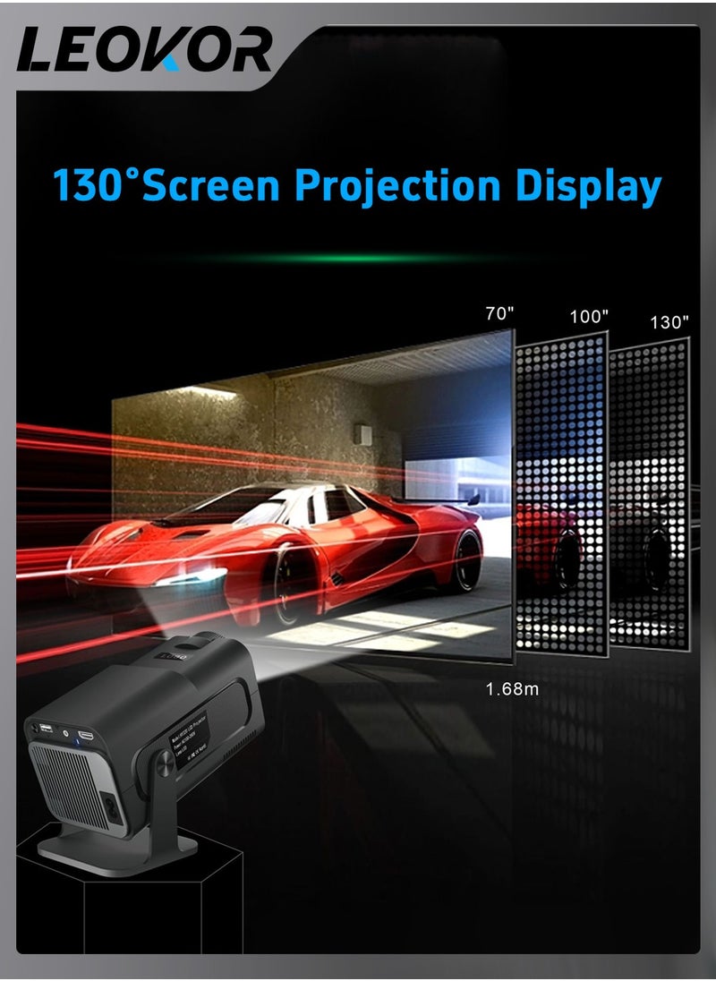 HY320 Mini Portable Projector,4K FHD Natvie 1080P Smart Projector 390ANSI with WiFi 6,BT 5.0,180 Degree Rotation,Automatic Keystone Correction,Integrated Android 11.0 Compatible With Home Theater(Black)