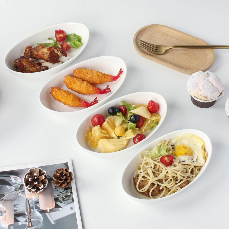 UIBFCWN Au Gratin Baking Dishes for Oven Safe Porcelain Mini Casserole Dish 4pc Set 10oz Individual Gratin Dishes Set Ceramic Small Baking Dish for Single Serving Banana Split Bowls 76x44in - Image 5