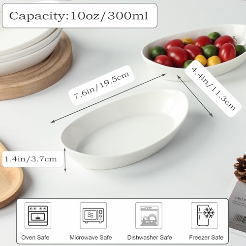 UIBFCWN Au Gratin Baking Dishes for Oven Safe Porcelain Mini Casserole Dish 4pc Set 10oz Individual Gratin Dishes Set Ceramic Small Baking Dish for Single Serving Banana Split Bowls 76x44in - Image 3