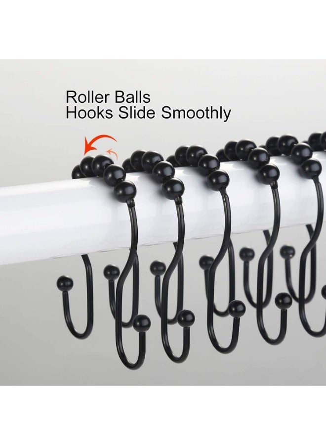 jaexest Shower Curtain Hooks – 12 Pcs Stainless Steel Black Shower Curtain Rings – Rust Proof & Smooth Sliding – Anti-Drop Double Roller Design – Heavy Duty Shower Hooks for Bathroom Curtains – Black - Image 5