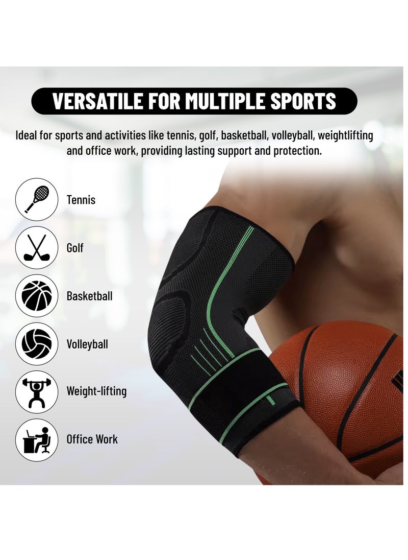 ENDLESS  - Elbow Brace Compression Sleeve with Adjustable Velcro Strap ( Single) | Black | Material: Neoprene | Relieve Muscles | Perfect for Gym, Workout, Tennis, Badminton and Running for Men and Women - Image 1